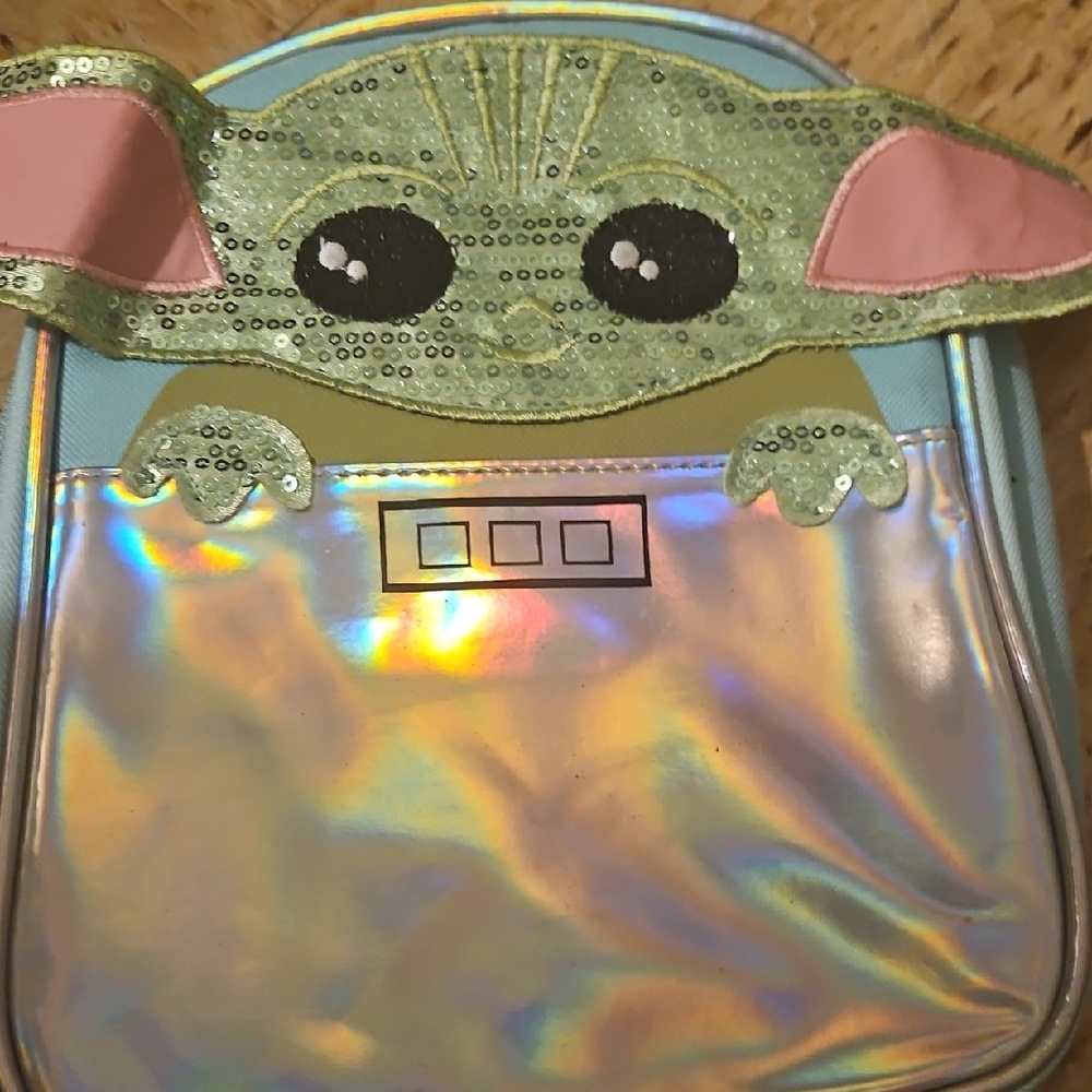Holographic Kids Backpack with Green and Pink Accents